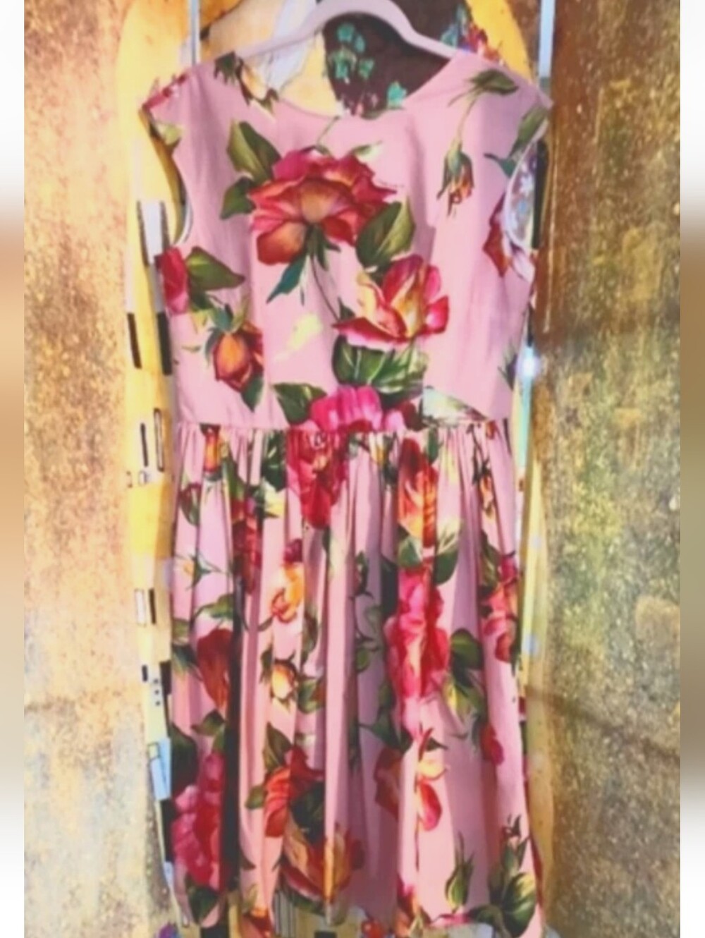 Dolce Gabbana Lovely Rose Print Fit&Flare Cotton Dress 48/14 $2495 💖Pristine